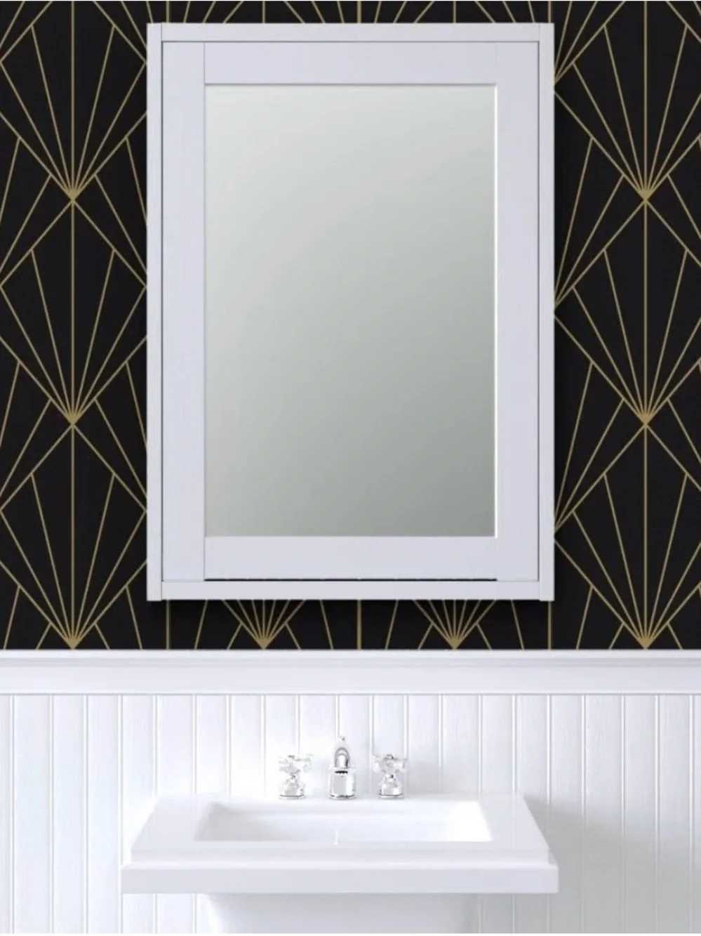 4 new rolls Spoonflower peel stick wallpaper Art Deco Black&Gold Diamond